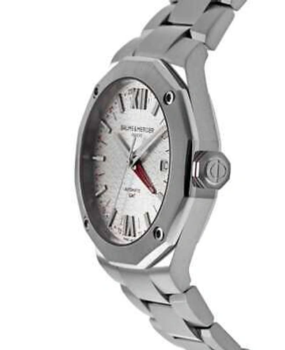 Pre-owned Baume & Mercier Riviera Gmt Automatic Silver Dial Steel Men's Watch 10658