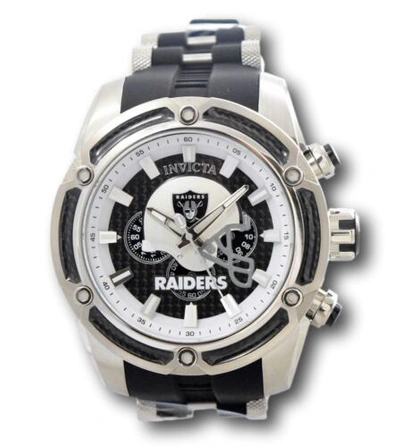 Pre-owned Invicta Nfl Las Vegas Raiders Men's 52mm Carbon Fiber Chronograph Watch 41903
