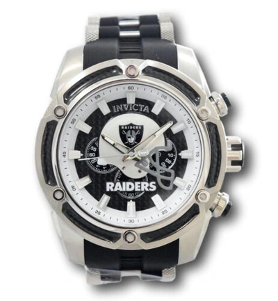 Pre-owned Invicta Nfl Las Vegas Raiders Men's 52mm Carbon Fiber Chronograph Watch 41903
