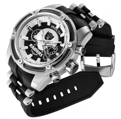 Pre-owned Invicta Nfl Las Vegas Raiders Men's 52mm Carbon Fiber Chronograph Watch 41903