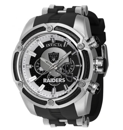 Pre-owned Invicta Nfl Las Vegas Raiders Men's 52mm Carbon Fiber Chronograph Watch 41903