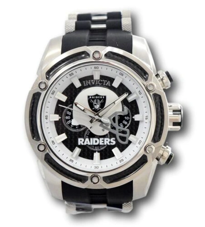Pre-owned Invicta Nfl Las Vegas Raiders Men's 52mm Carbon Fiber Chronograph Watch 41903