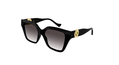 Pre-owned Gucci Gg1023s 008 Black/gradient Grey Cat-eye Women's Sunglasses In Gray