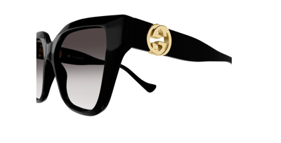 Pre-owned Gucci Gg1023s 008 Black/gradient Grey Cat-eye Women's Sunglasses In Gray