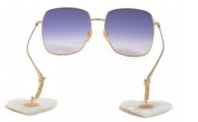 Pre-owned Gucci Gg 1031s-004 Gradient Gold/violet Oversized Metal Square Women Sunglasses In Purple