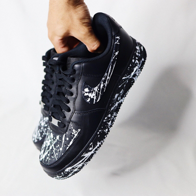 Nike Air Force 1 Custom Shoes Black Shoes White Line Splatter Sneakers All  Sizes