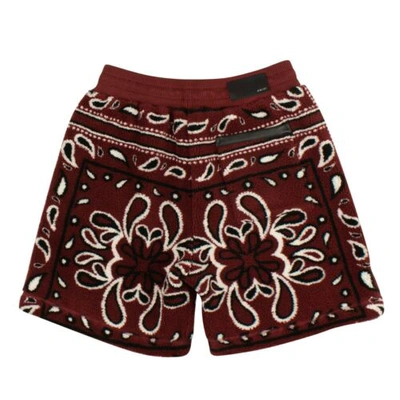 Pre-owned Amiri Red Paisley Fleece Shorts Size Xs $790