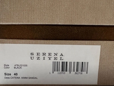 Pre-owned Serena Uziyel $750  Women's Black Catena Chain Mule Sandal Shoes Size 40 Eu/10 Us