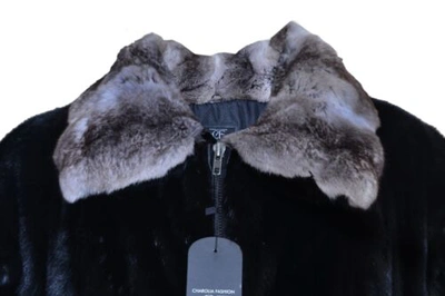 Pre-owned Handmade Man's Real Mink Fur Bomber Jacket Coat All Sizes Real Chinchilla Fur Collar Pre In Black Brown