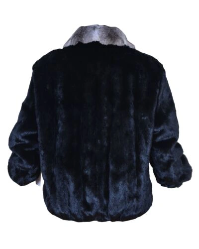 Pre-owned Handmade Man's Real Mink Fur Bomber Jacket Coat All Sizes Real Chinchilla Fur Collar Pre In Black Brown