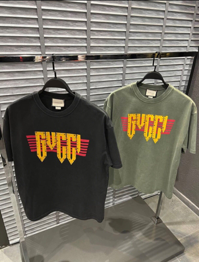 Pre-owned Gucci Rock Studded Logo-print Cotton Faded Black T-shirt Retail Price:950$+