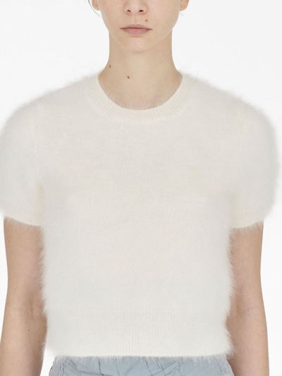 Shop Maison Margiela Cropped Cotton T-shirt In White