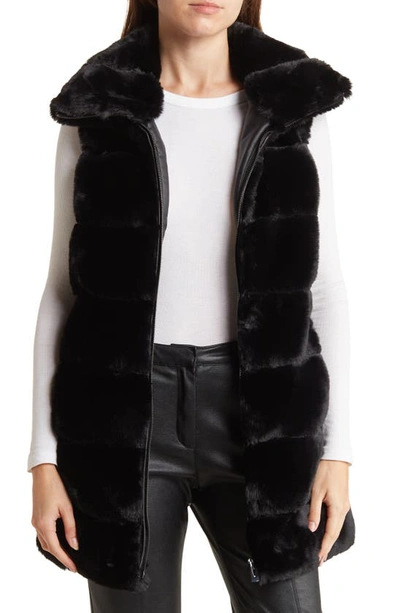 Shop Via Spiga Hooded Faux Fur Vest In Black