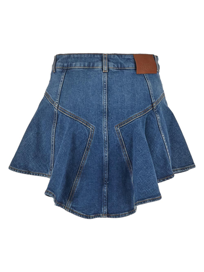 Shop Alexander Mcqueen Kickback Denim Skirt In Blue
