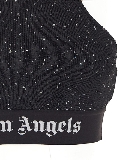 Shop Palm Angels Knit Logo Halter Top In Black