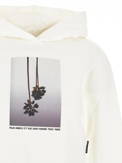 Shop Palm Angels Mirage Fitted Hoody In White