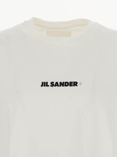 Jil Sander Men White Crewneck T-shirt With Logo Lettering On The Front In Cotton Man In White