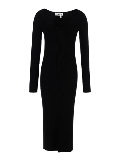 Shop Remain Dense Curved Neck Dress In Black