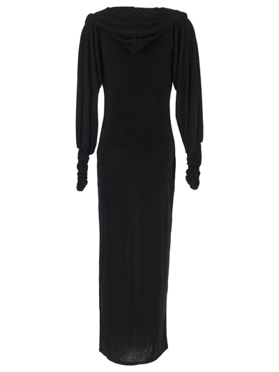 Shop Rotate Birger Christensen Slinky Maxi Hooded Dress In Black