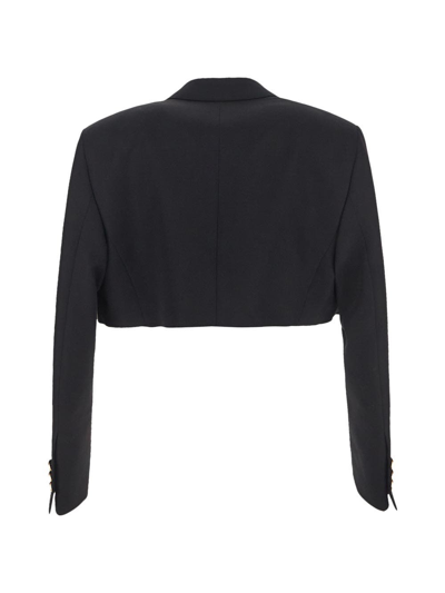 Shop Palm Angels Cropped Boyfriend Blazer In Black