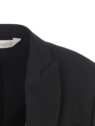 Palm Angels Black Polyester Blend Boyfriend Blazer In Black