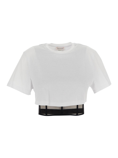 Shop Alexander Mcqueen Corset T-shirt In White