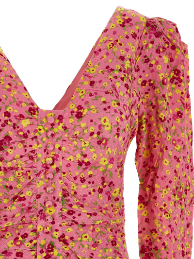 Shop Rotate Birger Christensen Jacquard V-neck Dress In Pink