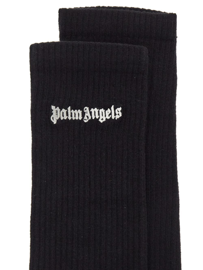 Shop Palm Angels Embroidered Logo Socks In Black