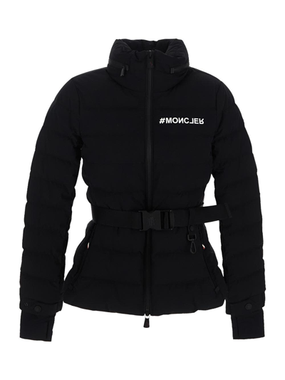 Shop Moncler Bettex Belted Down Jacket In Black