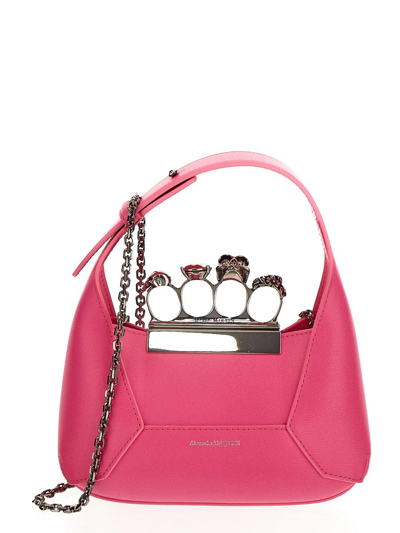 Shop Alexander Mcqueen The Jewelled Hobo Mini Bag In Pink