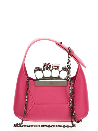 Shop Alexander Mcqueen The Jewelled Hobo Mini Bag In Pink