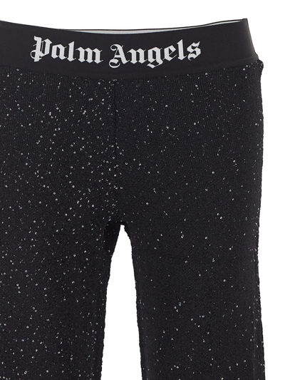 Shop Palm Angels Knit Logo Pants In Black