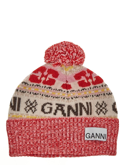 Shop Ganni Intarsia Beanie Hat