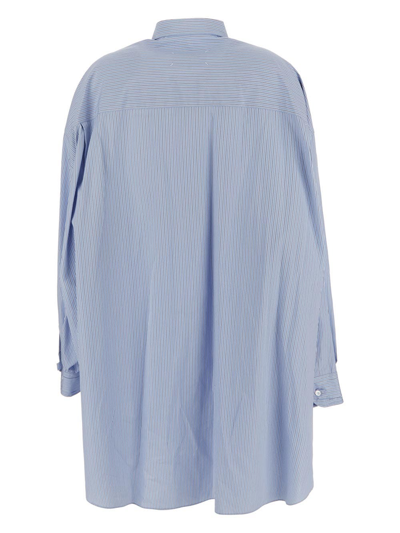 Shop Maison Margiela Pinstriped Shirt In Blue
