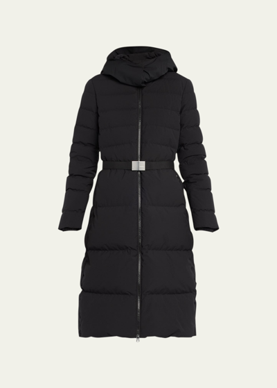 Shop Burberry Burniston Belted Horizontal Puffer Jacket In Black