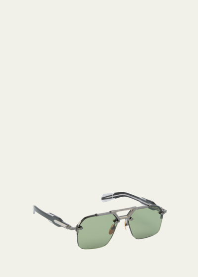 Shop Jacques Marie Mage Men's Silverton Titanium Aviator Sunglasses In 5m-gunmetal