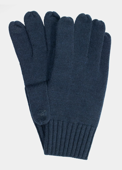 Shop Bergdorf Goodman Men's Wool Touchscreen Gloves In Notte