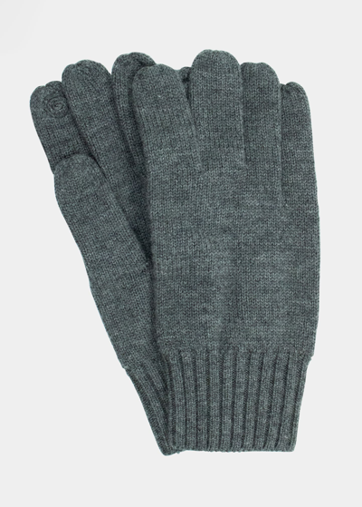 Shop Bergdorf Goodman Men's Wool Touchscreen Gloves In Grey