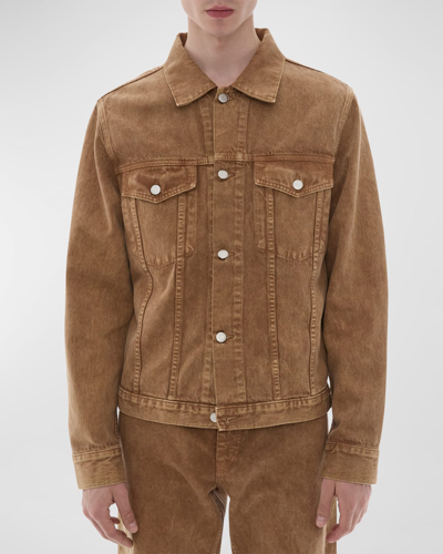 Shop Helmut Lang Men's Denim Trucker Jacket In Rust