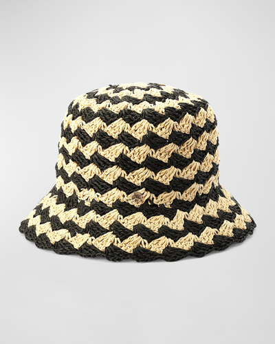 Shop Kate Spade Seaside Stripe Crochet Bucket Hat In 102 Natural Black