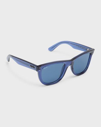 Shop Ray Ban Men's Wayfarer Reverse Acetate Square Sunglasses In Dark Blue