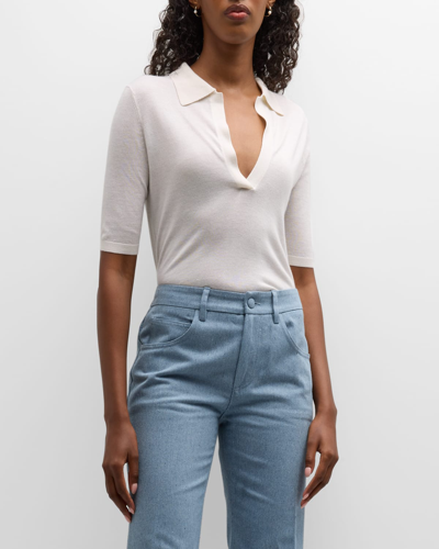 Shop Gabriela Hearst Frank Cashmere Polo Top In Ivory