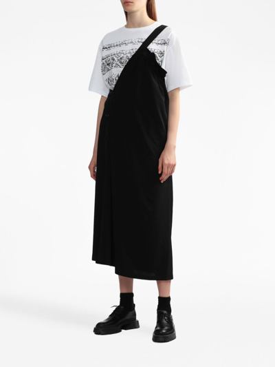 Shop Y's Asymmetric Sleeveless Midi Dress In Black