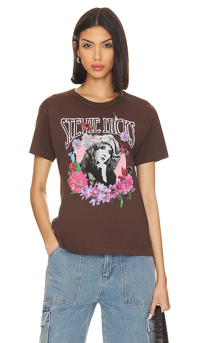 Shop Daydreamer Stevie Nicks Flower Collage Ringer Tee In Coffee Quartz