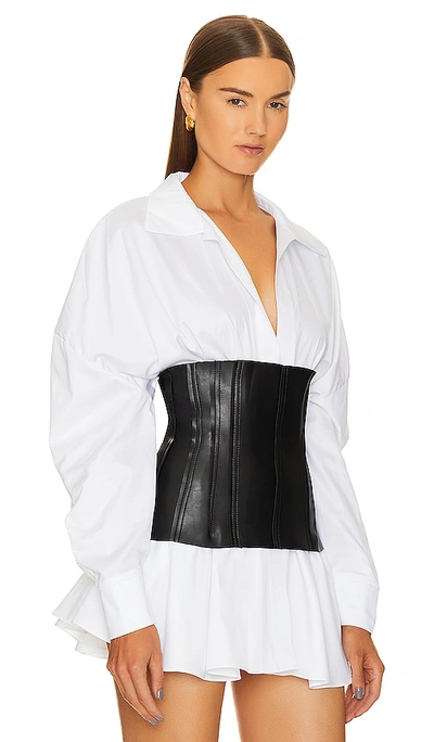 Norma Kamali Grace Faux Leather Corset Top In Black