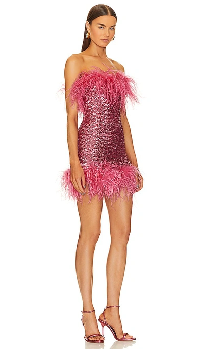 Shop Oseree Paillettes Plumage Mini Dress In Rose