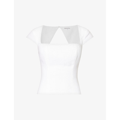 Shop Reformation Women's White Cora Cap-sleeve Linen Top