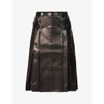 Shop Simone Rocha Men's Black Pleated Mid-rise Leather Kilt