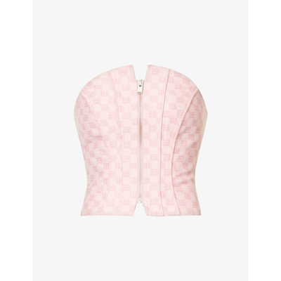 Shop Misbhv Women's Bubblegum Branded-pattern Sleeveless Cotton-blend Top