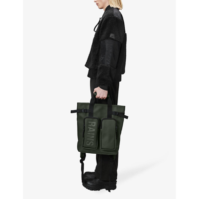 Rains Mens 03 Green Texel Logo-print Coated-shell Tote Backpack In 03 Green
